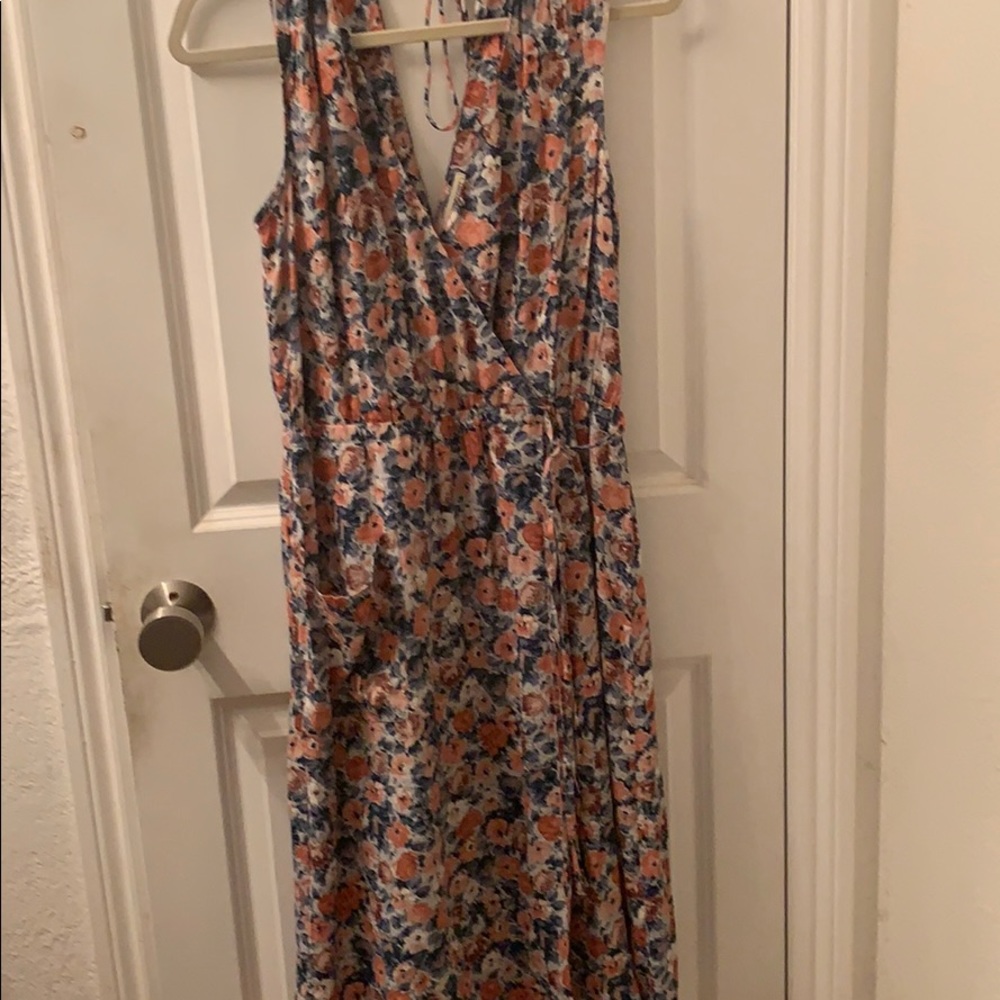 Current Elliott sleeveless print  faux wrap dress